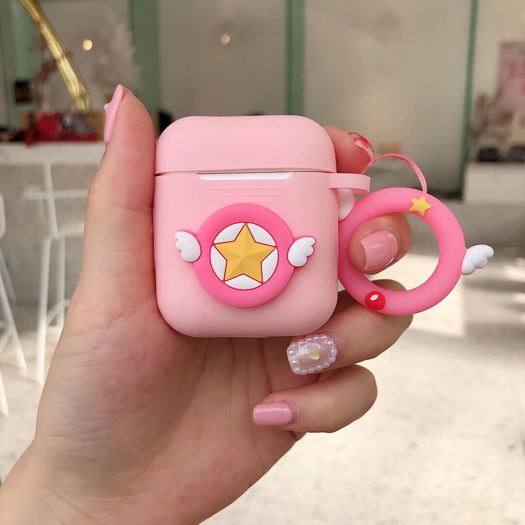 cartoon cardcaptor sakura airpods 1/2 case cute wand soft silicone wireless bluetooth earphone protective cover