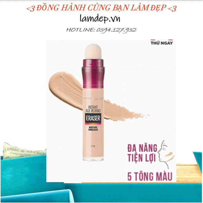 Bút Cushion Che Khuyết Điểm Giảm Quầng Thâm Thần Thánh Maybelline Instant Age Rewind 6ml Hàng Chính Hãng