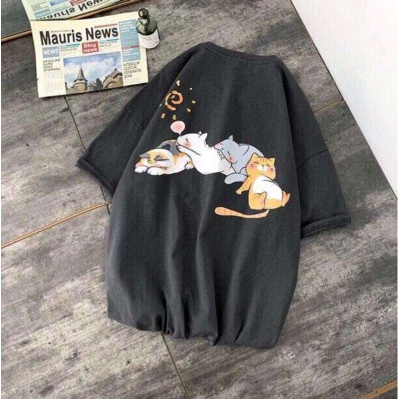 ÁO PHONG TAY LỠ 4 MÈO NGỦ - BOTIQUE