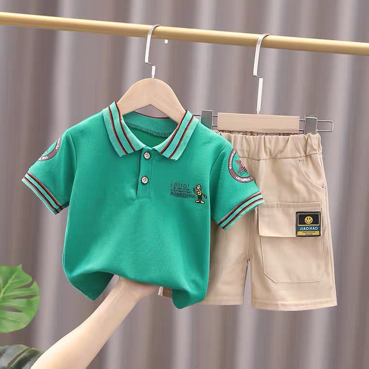 Quần áo bé trai, set bộ áo có cổ họa tiết ALTO kèm quần kaki mềm túi hộp cực chất cho bé