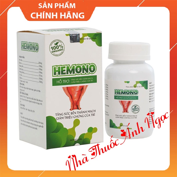 Viên uống Hemono - hỗ trợ ngăn ngừa hình thành búi trĩ, giúp bền thành mạch, giảm đau rát chảy máu ở vùng hâụ môn
