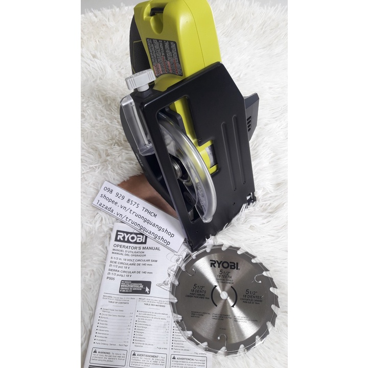 Cưa đĩa Ryoby P505 dùng pin 18v One+, thân máy không pin, kèm đĩa cưa 140mm