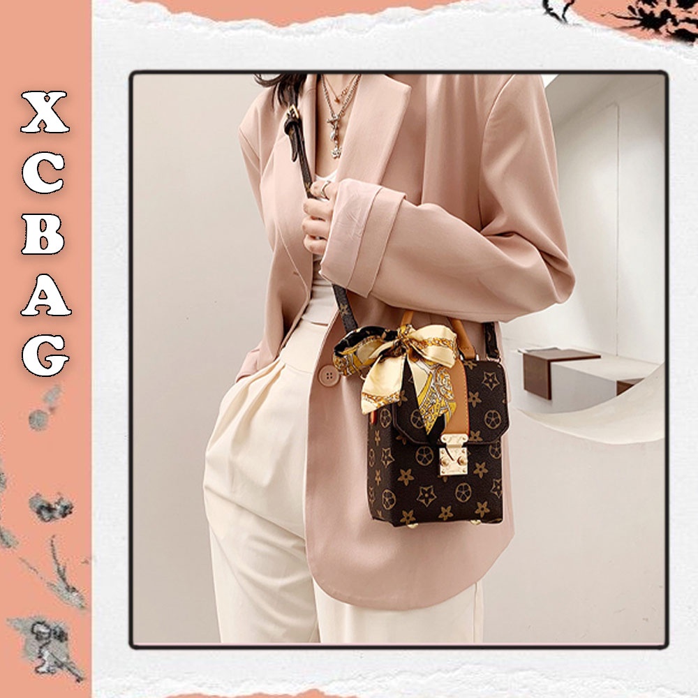 Túi hộp LV đựng điện thoại kèm nơ sang chảnh đeo chéo nữ XC-3080