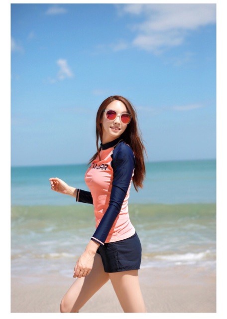 Bikini dài tay đi biển Hàn Quốc đồ bơi chống nắng quần cạp cao | BigBuy360 - bigbuy360.vn