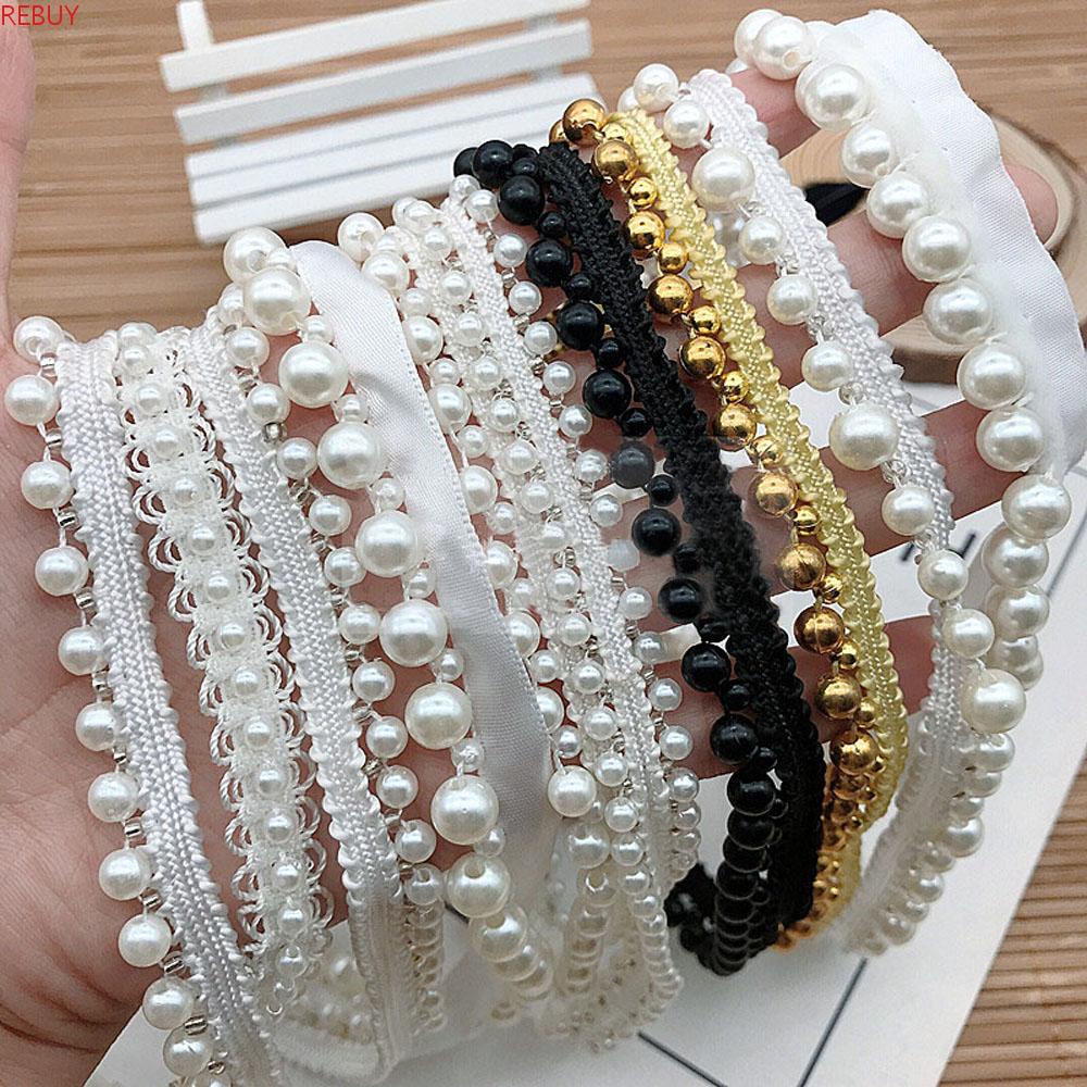 Dải Dây Ren Đính Ngọc Trai Dài 1 Yard Dùng Trang Trí Quần Áo Cô Dâu DIY
