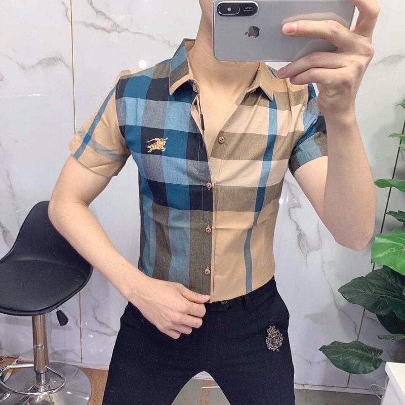 [HÀNG CAO CẤP] Áo sơ mi nam ngắn tay BBR kẻ nhiều màu caro ,chất liệu cotton thoáng mát, không nhăn, không bai xù