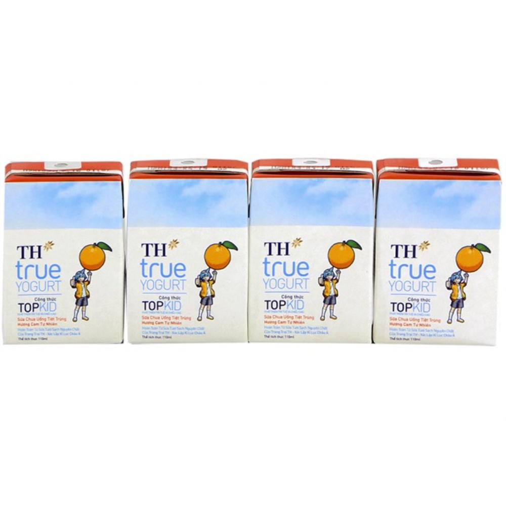 Thùng 48 hộp Sữa chua uống TH Topkid hương cam (110ml*4 hộp)