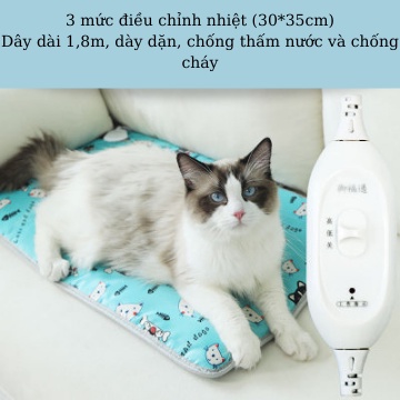 Thảm điện cho chó mèo, đệm sưởi chó mèo (3 mức điều khiển nhiệt độ)