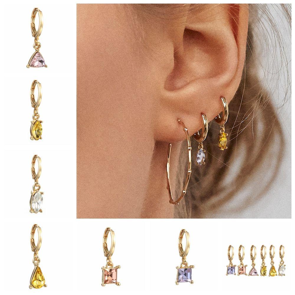 Bộ 6 Khuyên Tai Lủng Lẳng Dự Tiệc|Màu Sắc Thời Trang Citrine Amethyst