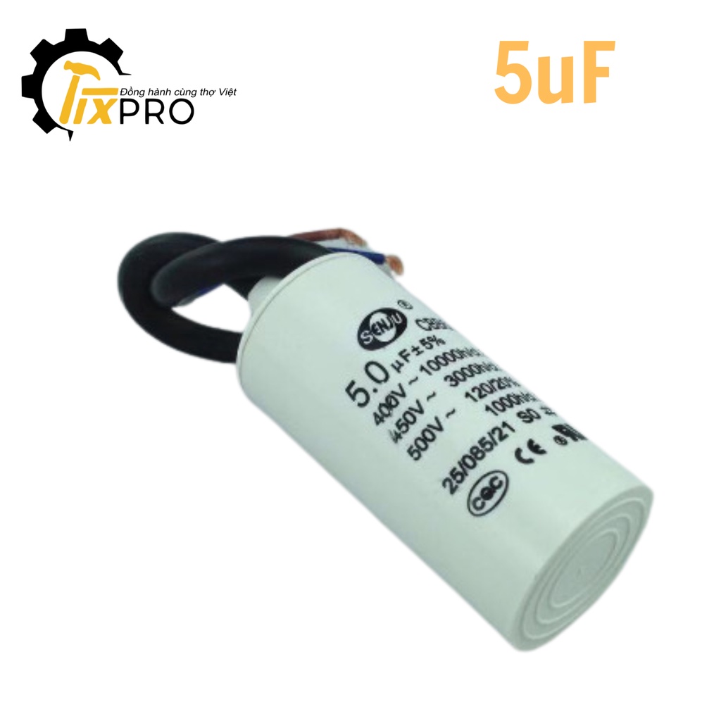 Tụ khởi động CBB60 35UF 450V SENJU màu trắng loại xịn