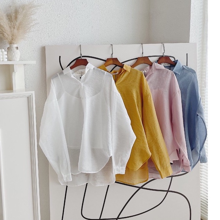 TUBYCATU | Áo sơ mi organza trắng/ hồng/ vàng/ xanh/ đen/ nude/ nâu