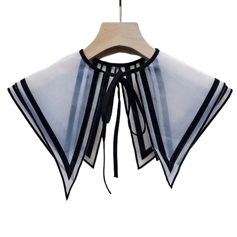 Khăn Choàng Cổ Giả Hai Lớp Thêu Họa Tiết Màu Sắc Tương Phản Thời Trang Cho Nữ Sinh