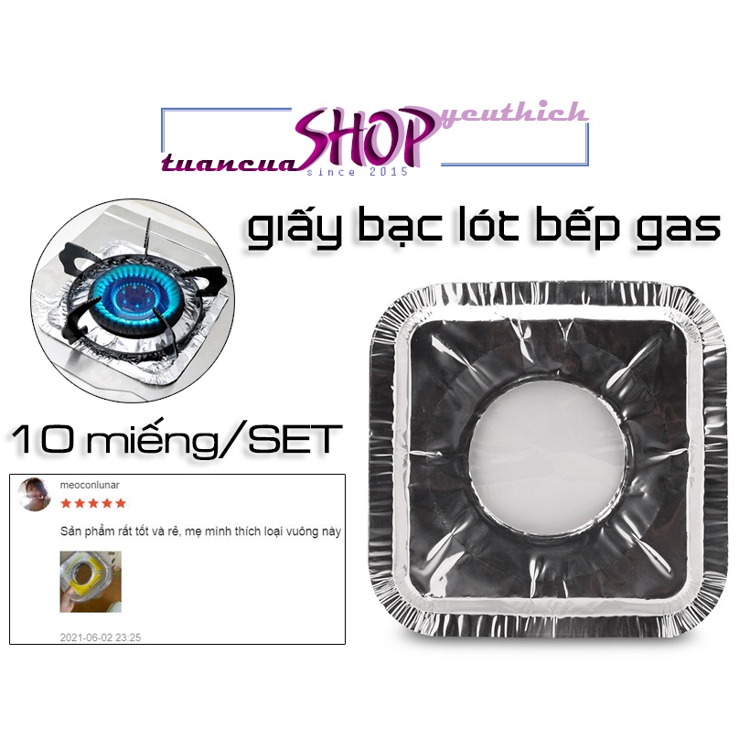 Bộ 10 miếng giấy bạc lót bếp ga loại vuông