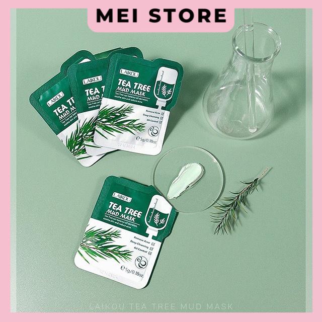 Set 12 Mặt Nạ Bùn Tea Tree Mud Mask Chiết Xuất Từ Cây Tràm Trà LAIKOU Loại Bỏ Mụn Đầu Đen