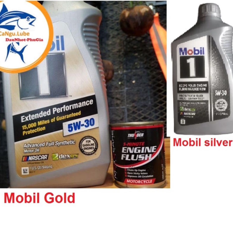 [SẠCH CHỈ ÍT PHÚT] NHỚT MOBIL 1 gold 5w30, nhớt mobil 1 5W30 kết hợp súc động cơ thunder cho máy luôn sạch sẽ