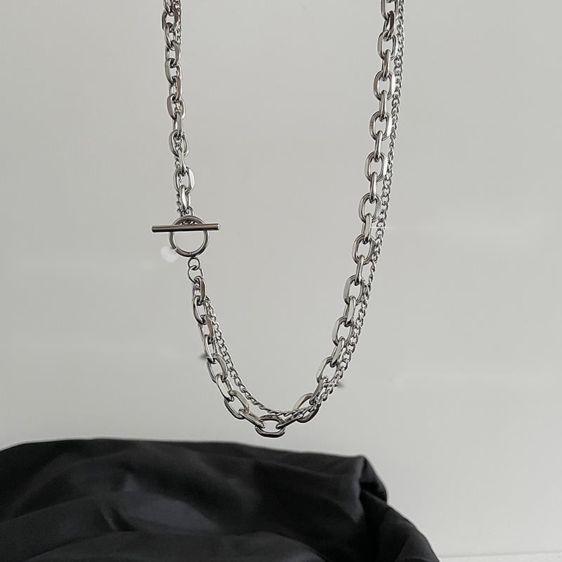 Vòng cổ Nhiều Lớp Bằng Thép Titan Phong Cách hip hop Cho Nam Và Nữ