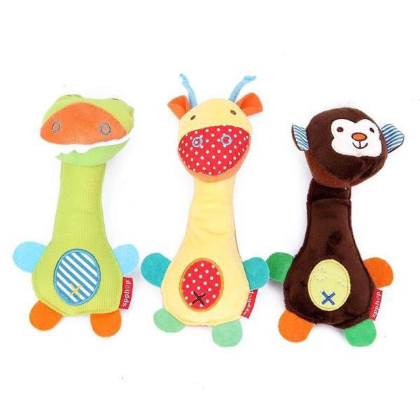 Đồ chơi Lục lạc thú bông cầm tay bóp kêu chút chít cho bé TCT02