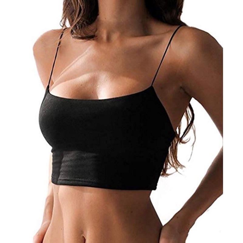 ÁO CROPTOP 2 DÂY BASIC CHẤT COTTON CÓ 2 LỚP