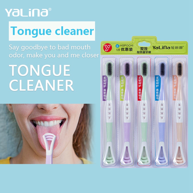 Set 5 bàn chải đánh răng YALINA vệ sinh răng miệng đa năng cho người lớn
