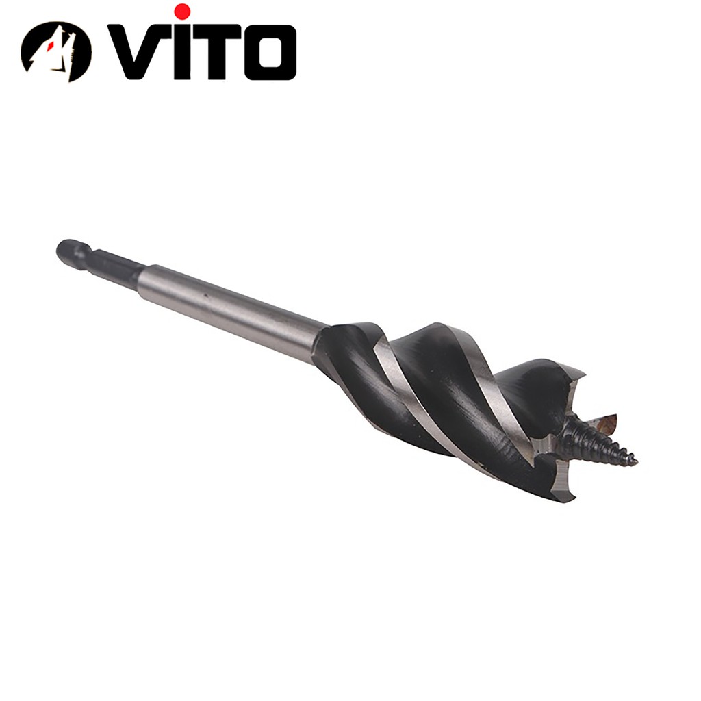 Mũi Khoan Gỗ Xoắn Ốc Auger VITO 4 Lưỡi Cắt Chân Lục Giác Sử Dụng Cho Máy Bắn Vít, Máy Khoan