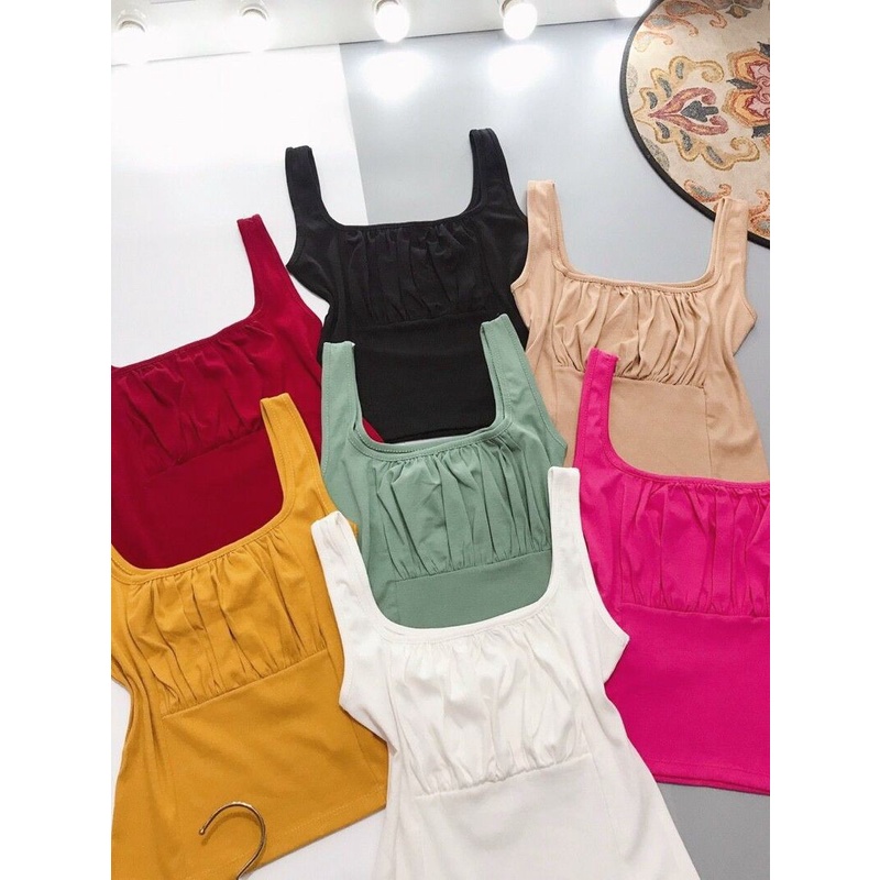 Áo ba lỗ croptop rúm xinh nhiều màu