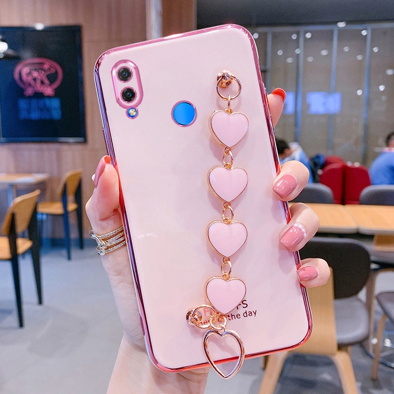 Ốp điện thoại silicon dẻo nhỏ nhắn có dây đeo hình trái tim đáng yêu dành cho Huawei Nova 3i 3e 4 4e