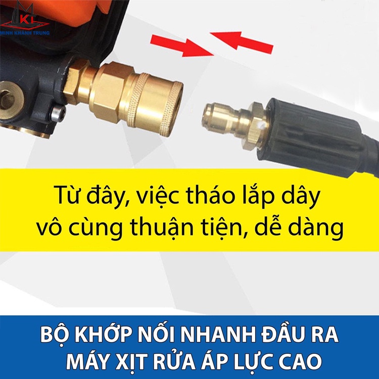 Khớp Nối Nhanh Máy Rửa Xe Ren 22mm, Chống xoắn dây - Tháo lắp nhanh