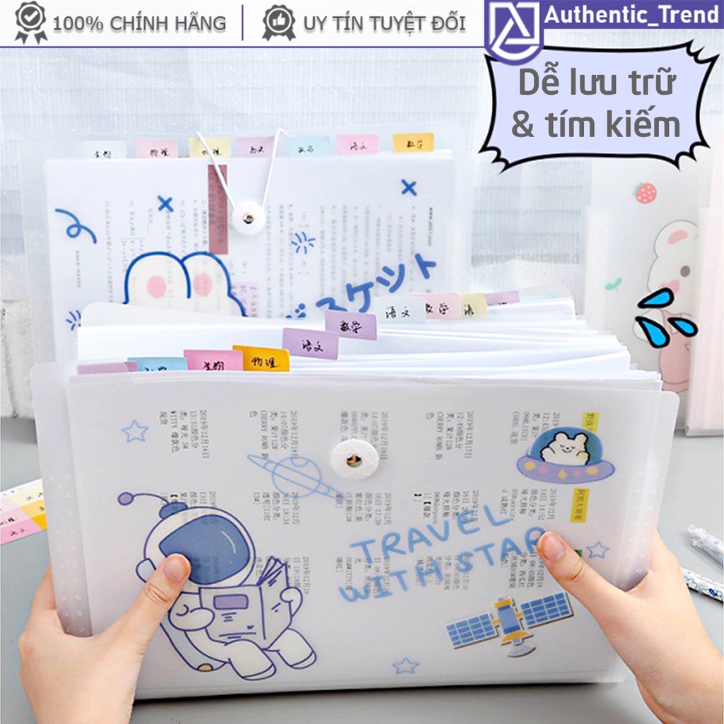 Bìa hồ sơ A4 dễ thương nhiều ngăn khóa dây tiện lợi