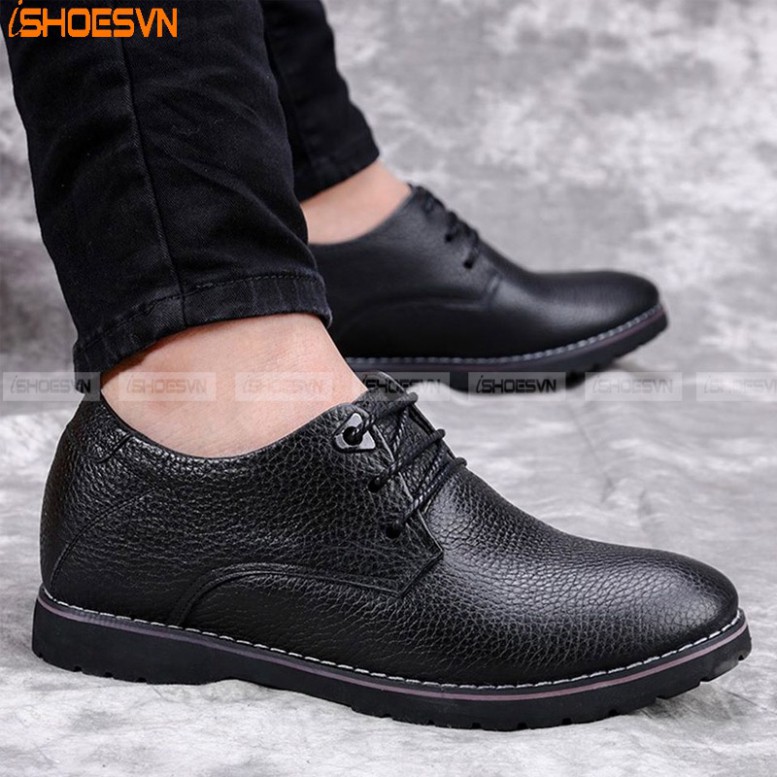Giày da bò nam thời trang buộc dây tăng chiều cao 5cm ISHOESVN IS421 giày ishoes