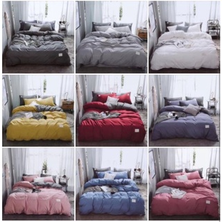 Bộ chăn ga gối cotton tc màu trơn 4 món nhập khẩu nhật