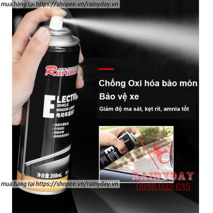 Chai xịt bảo dưỡng bôi trơn gioăng ron cao su cửa kính xe hơi ô tô, dung dịch làm mới chống kẹt