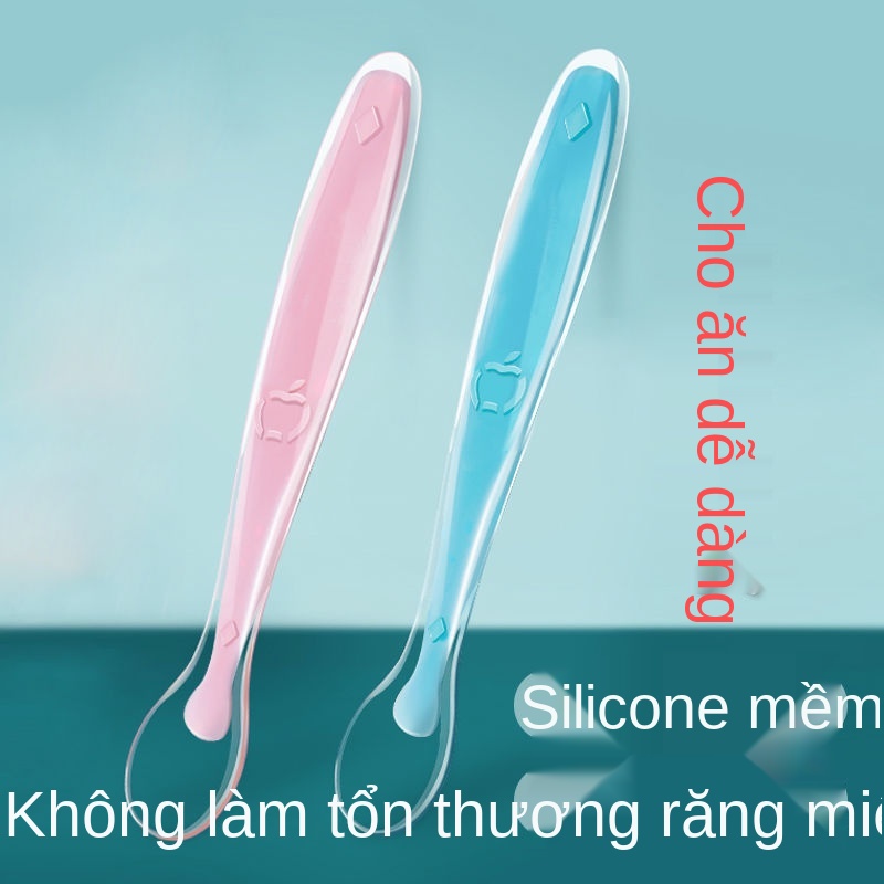 ◕Thìa cho bé Silicone Thức ăn bổ sung cho bé Thìa cho trẻ sơ sinh Nước ăn Đầu mềm Thìa học cách ăn Thìa cảm biến nhiệt đ