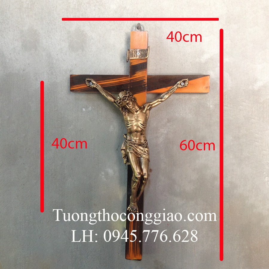 Tượng Chúa Chịu Nạn (Thánh Giá Chúa) 40cm mạ xi đồng