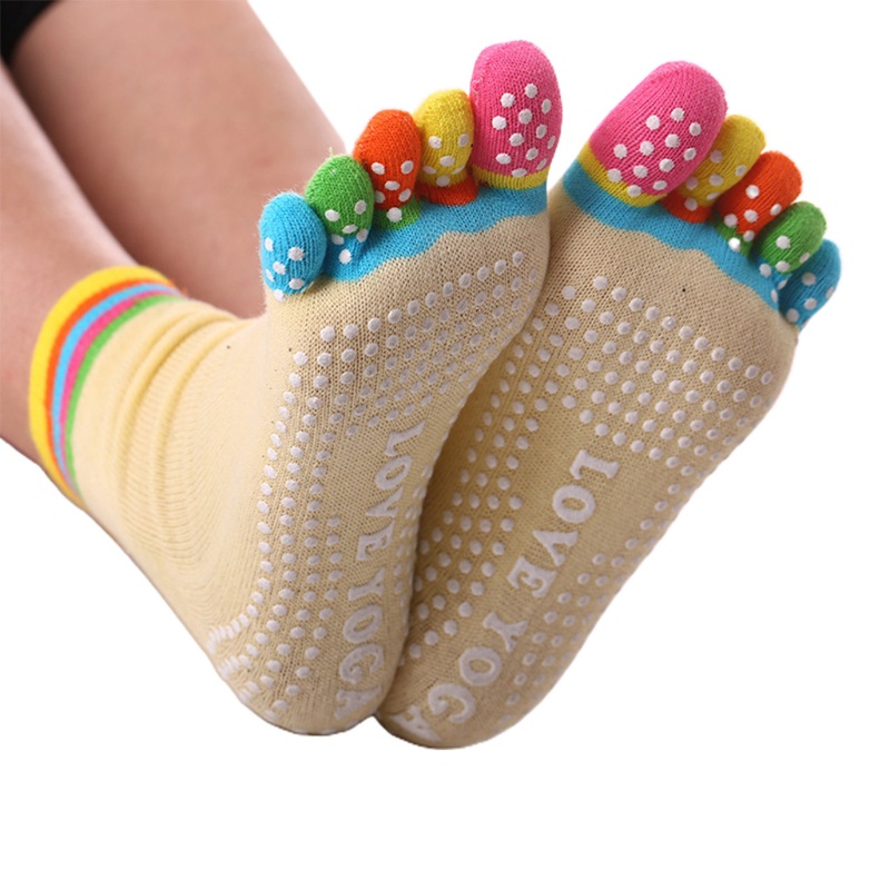 Xiangbao Vớ Yoga Co Giãn Năm Ngón Chống Trượt Cầu Vồng Nhiều Màu Sắc Với Tay Cầm Silicone Dành Cho Nữ