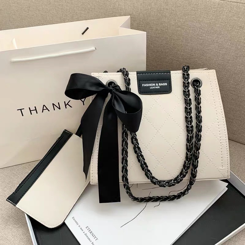 Túi Xách Nữ 👜 TẶNG KÈM VÍ 👜 Túi Công Sở Đẹp , Họa Tiết Ô Trám Sang Trọng , Xích Phối Da Cao Cấp