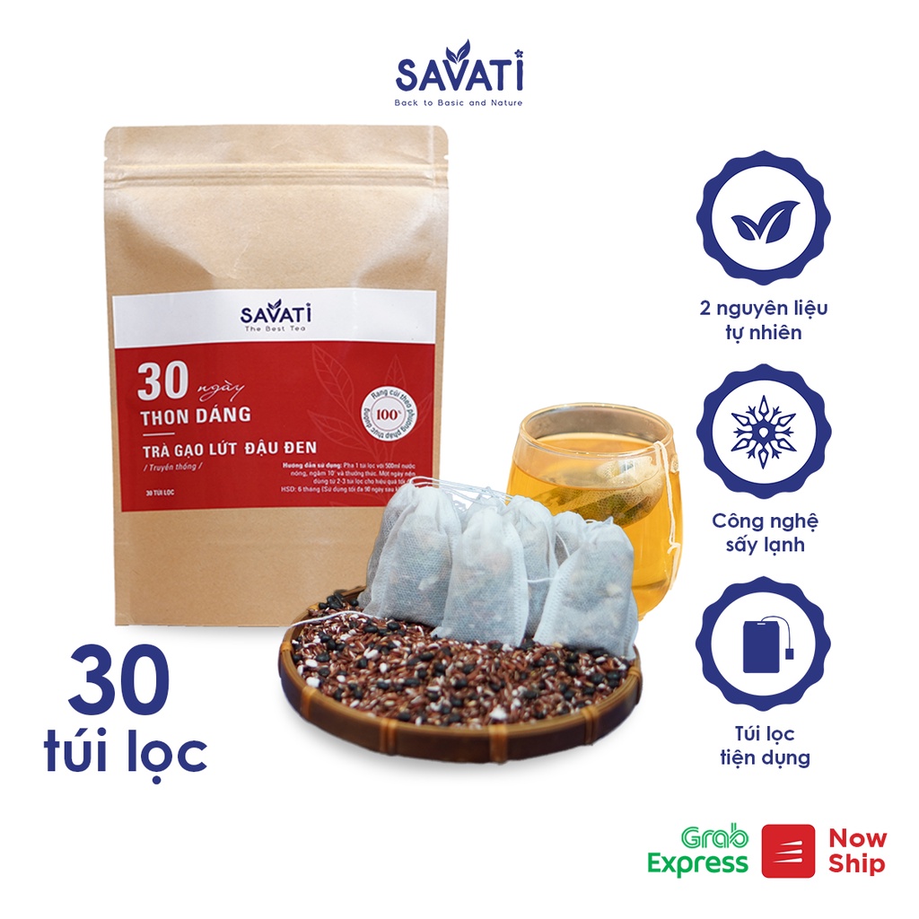 Trà gao lức đậu đen SAVATI 30 Ngày đẹp da thon dáng thanh lọc cơ thể