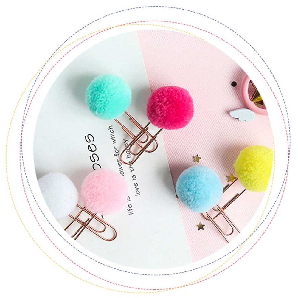 Set 10 kẹp giấy văn phòng bằng kim loại phối bóng nhồi bông màu kẹo