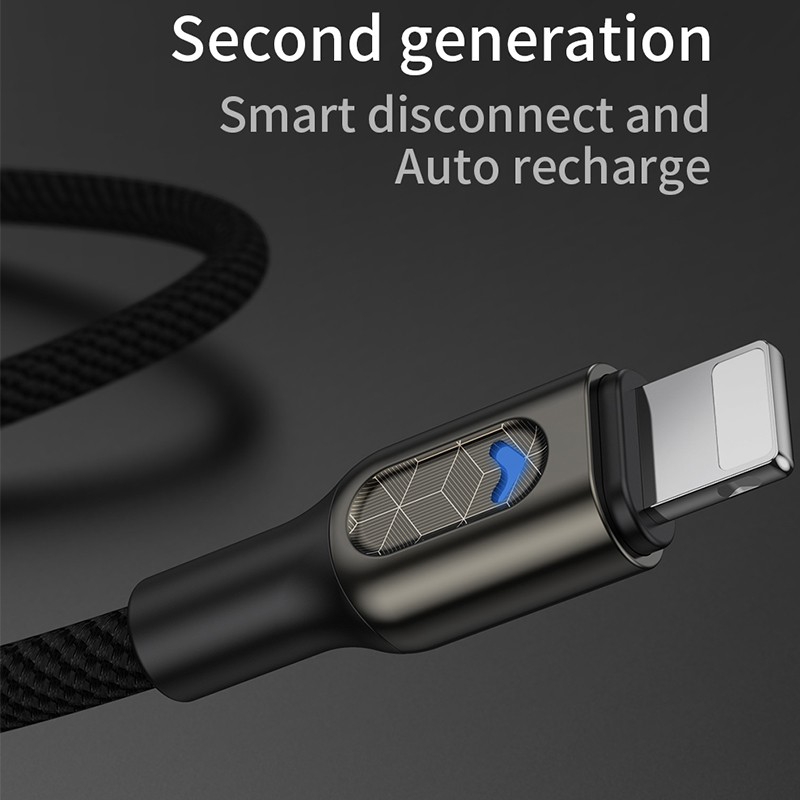 Cáp sạc USB Lightning T-phox 1m có đèn sạc thông minh dành cho iPhone 5 6 7 8 X XS MAX XR