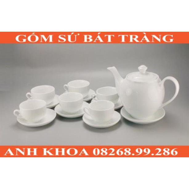 Ấm chén trắng Bát Tràng - Gốm sứ Bát Tràng Anh Khoa