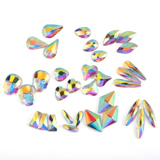 Miếng dán trang trí móng tay bằng đá Rhinestones đáy phẳng kim cương pha lê sáng bóng hình thoi mắt ngựa giọt nước bộ hỗn hợp 50/100 PCS