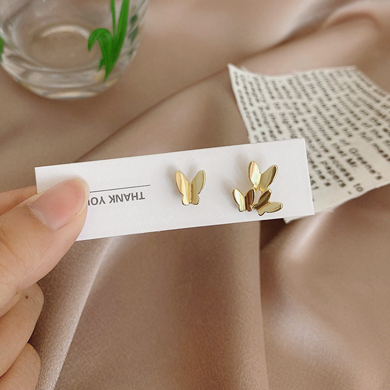 Khuyên tai WE FLOWER mạ bạc S925 thiết kế mặt bươm bướm phong cách Hàn Quốc thời trang dành cho nữ