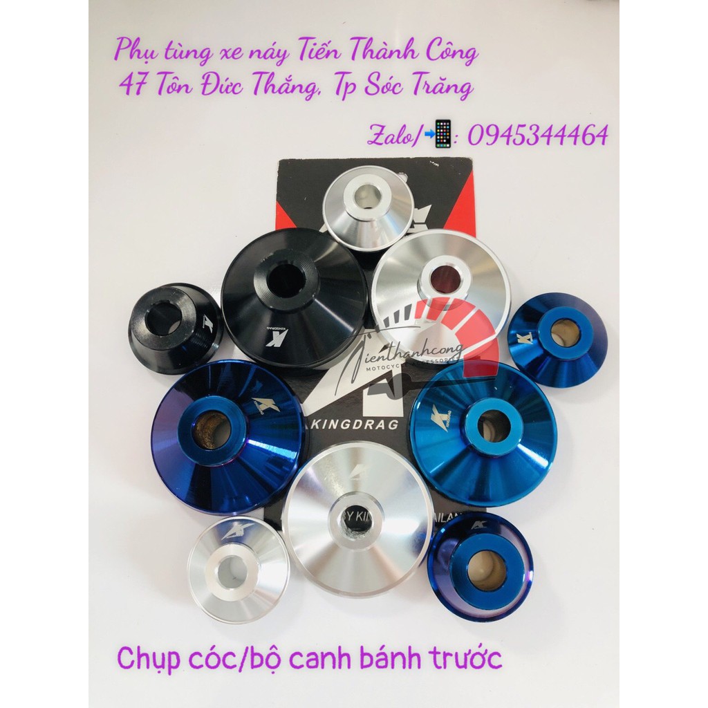 Chụp cóc KingDrag/cục canh bánh trước nhôm CNC (nhiều màu) ,size cốt:10mm/12mm gắn cho dòng xe Honda/Yamaha/Suzuki