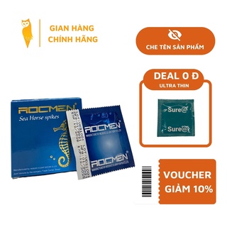 Bao cao su rocmen sea horse / nhiều gel / có gai / hương bạc hà / hộp 3 chiếc
