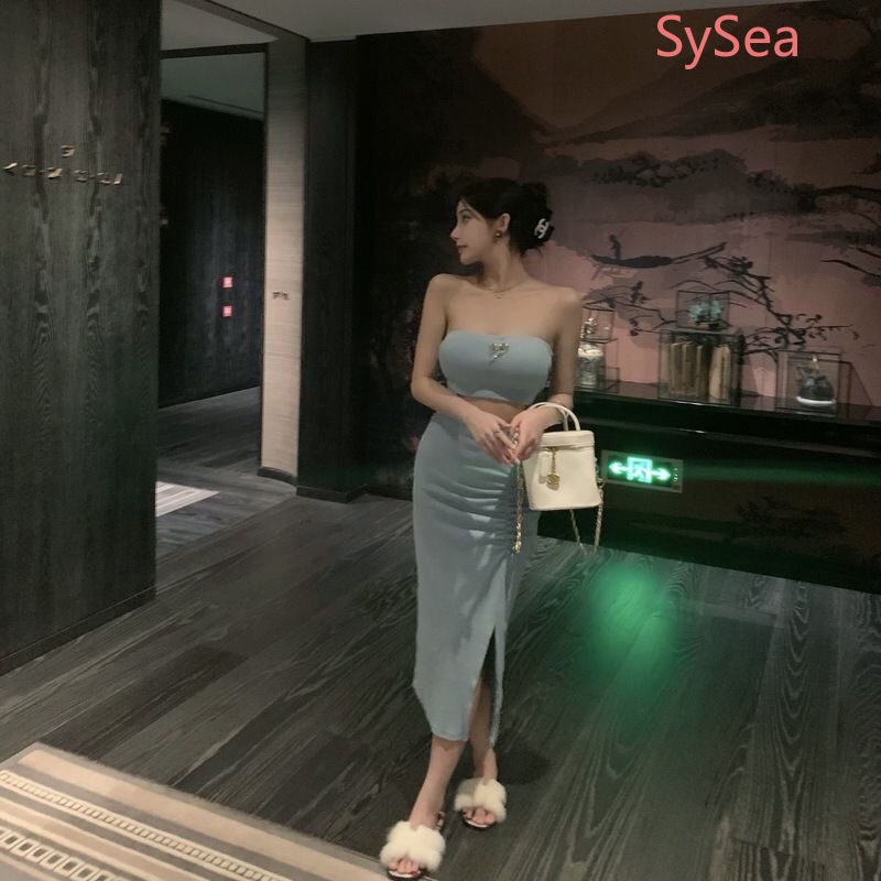 Bộ Áo Ống + Chân Váy Xếp Ly Quyến Rũ Thời Trang Mùa Hè Cho Nữ