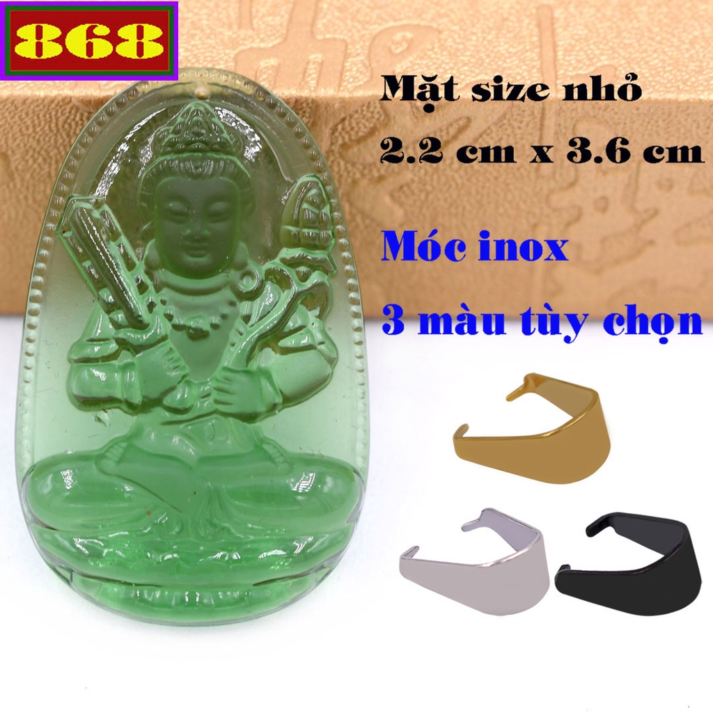 Mặt dây chuyền Hư không tạng bồ tát pha lê xanh lá 3.6 cm