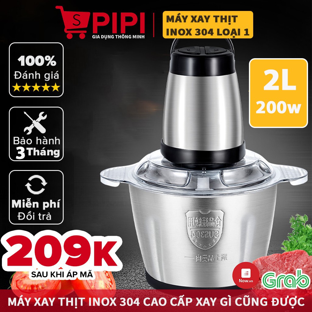 Máy say thịt đa năng mini cầm tay inox 304 xay rau củ quả, máy say thịt 300W