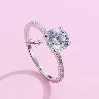 Nhẫn bạc nữ đá tròn, trang sức nhẫn bạc đính đá sáng đẹp cao cấp Minh Thoa JEWELRY