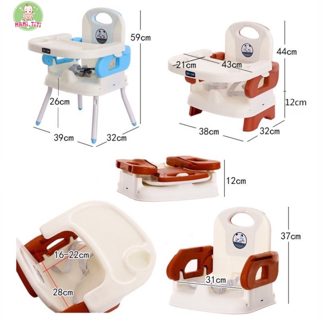 [ Tặng Kèm Yếm lilon/ Thìa Báo Nóng ] Ghế Ăn Dặm Cho Bé Gấp Gọn Kèm Chân Sắt 3 Chế Độ Điều Chỉnh Cao Thấp