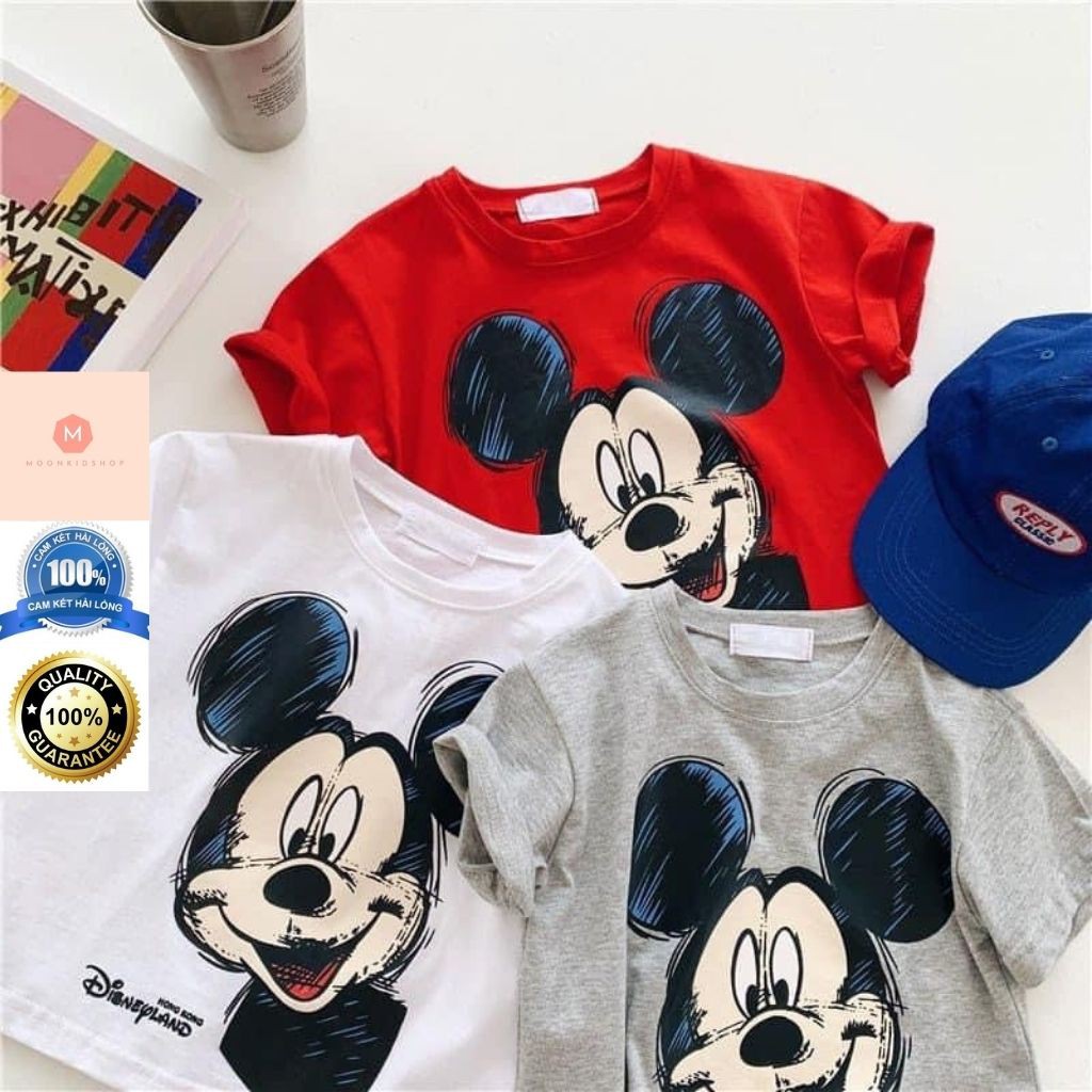 Áo Thun Cotton Cho Bé👕Họa Tiết Chuột MÍCKY👕Co giãn 4 chiều thấm hút mồ hôi cực tốt,dành cho bé từ 7-20kg