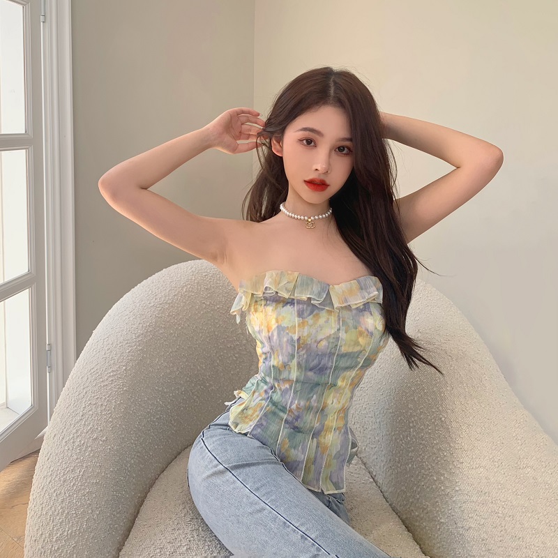 Áo không tay in hình hoa thời trang thanh lịch